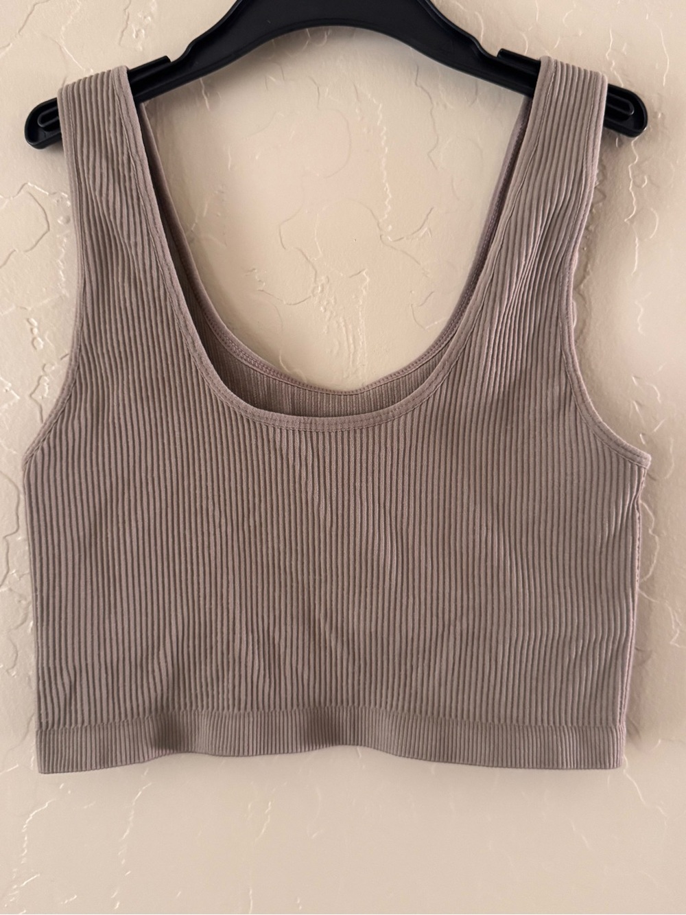 Forever 21 Ribbed Scoop Neck Crop Tank - Mauve Taupe